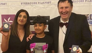A double trophy win at The Sykehouse International Film Festival in Yorkshire for Midlands actors Rita and Reece Jagpal-Mohan and producer Keith Large