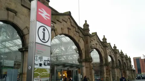 BBC/Mick Lunney Exterior of Sheffield railway station.