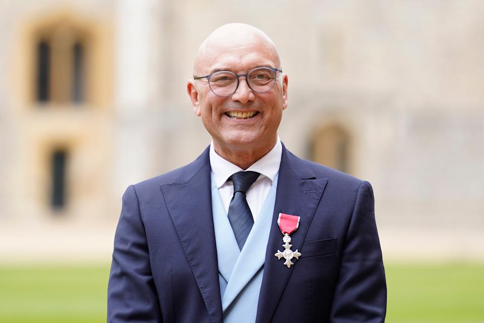 Gregg Wallace after being made a Member of the Order of the British Empire (MBE) in 2023.