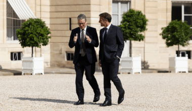 Keir Starmer and Emmanuel Macron at the Elysee Palace, Paris in August last year. Image: Simon Dawson / No 10 Downing Street