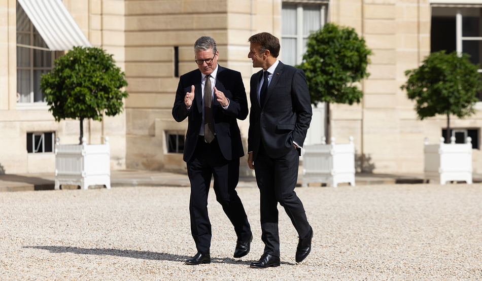 Keir Starmer and Emmanuel Macron at the Elysee Palace, Paris in August last year. Image: Simon Dawson / No 10 Downing Street