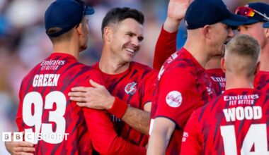 Lancashire celebrate wicket