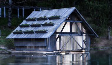 filtration garden crowns boathouse in slovenia by OFIS architects