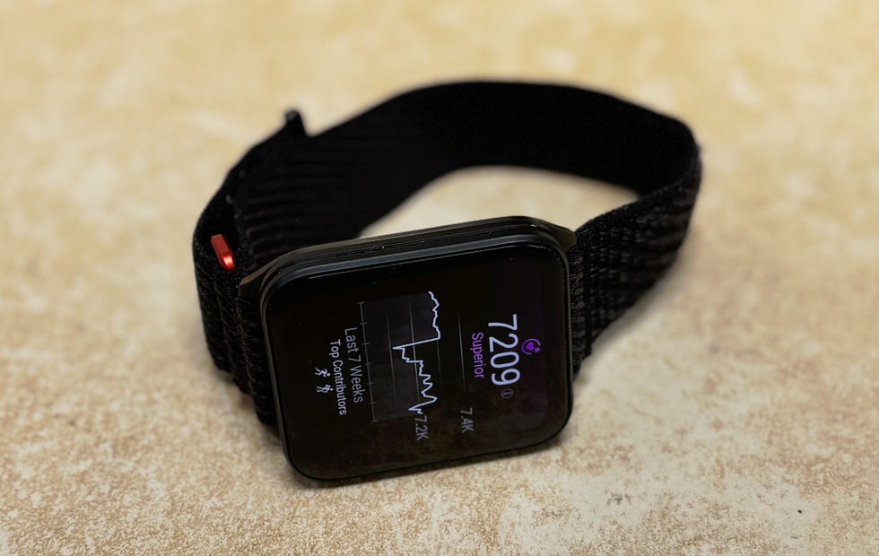 a black smartwatch on its side