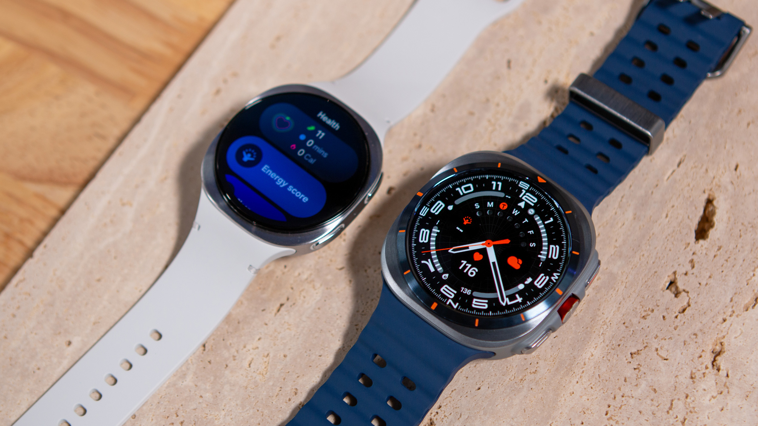 Samsung Galaxy Watch 8 next to Watch Ultra (2025) hands-on