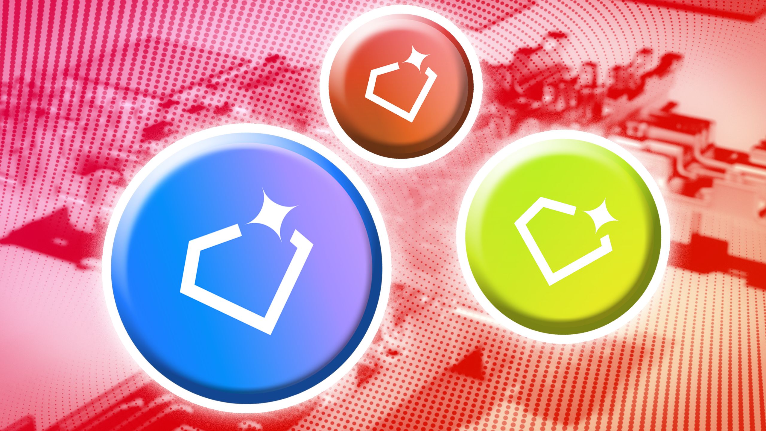 Stylized illustration of three colorful Gemini Gems icons