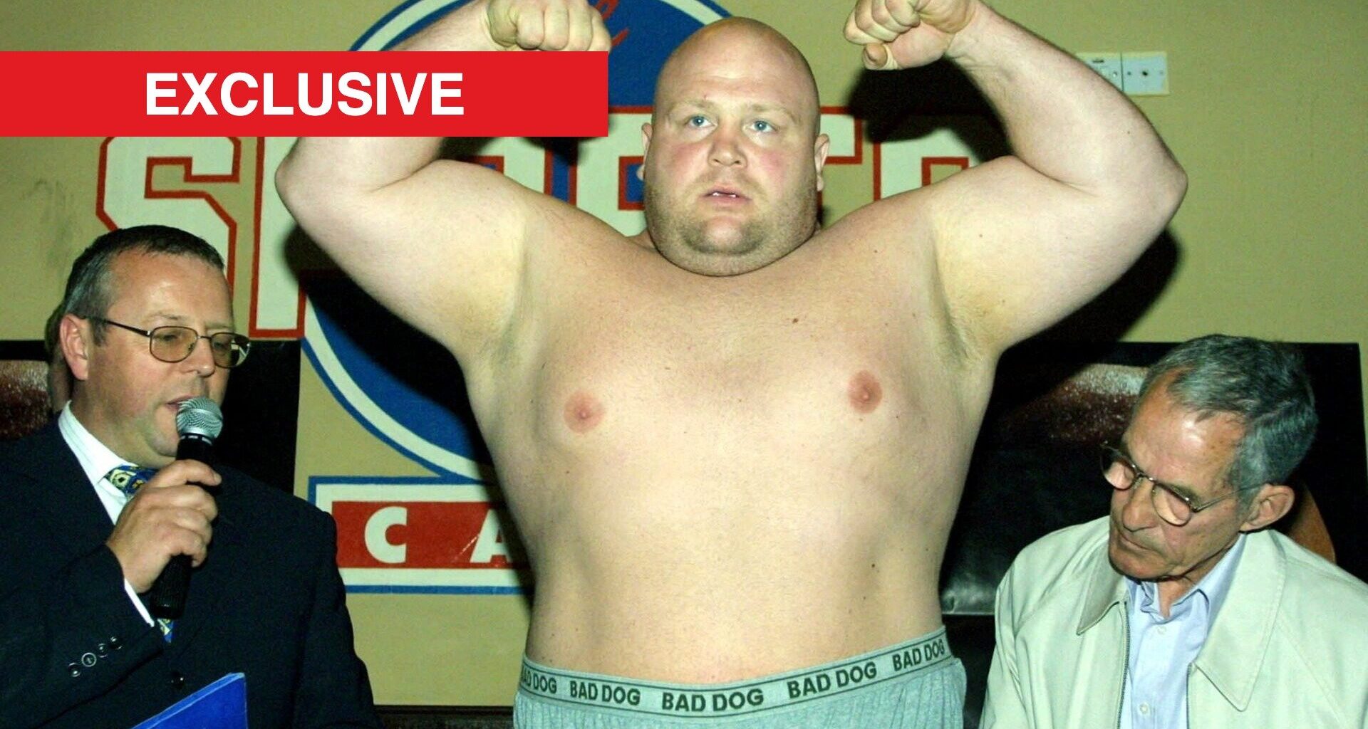 Eric "Butterbean" Esch weighs-in ahead of his fight against Shane Woollas