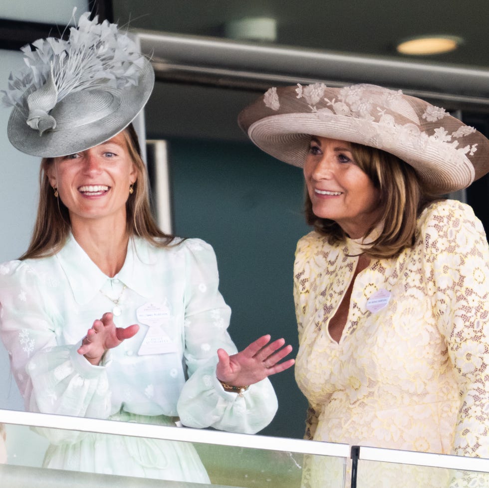 ascot, england june 18: lucy van straubenzee, alizee thevenet, carole middleton attends on day two of royal ascot at ascot racecourse on june 18, 2025 in ascot, england. (photo by samir hussein/wireimage)