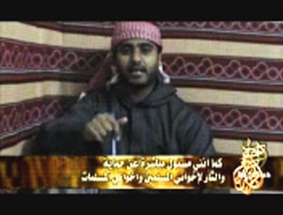 unspecified september 2: in this video grab taken from a broadcast by arab television, london suicide bomber mohammad sidique khan, from dewsbury in west yorkshire, relays a message before claiming the lives of six people and injuring 120 in the edgware road circle line attack in london. the three july 7 explosions on london underground trains and one on a bus killed at least 55 people people and injured 700 during the morning rush hour terrorist attacks. (photo by getty images)
