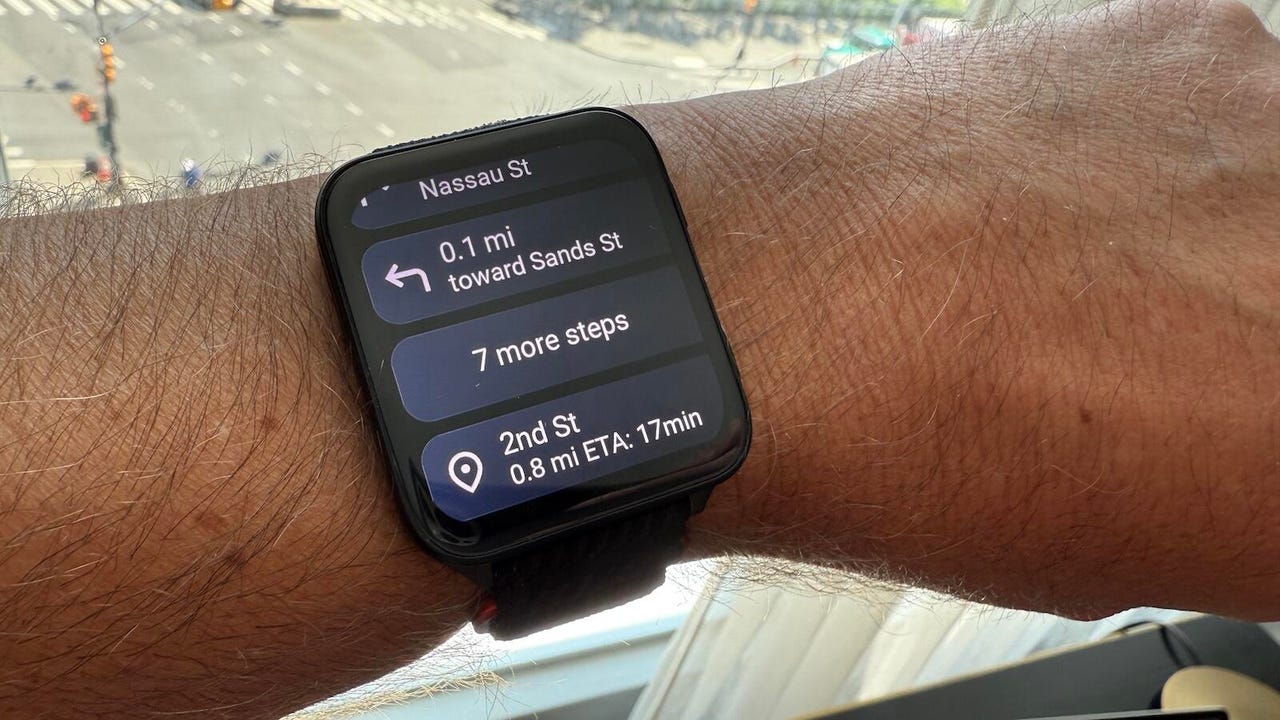 The big screen of the Venu X1 is perfect for Google Maps navigation