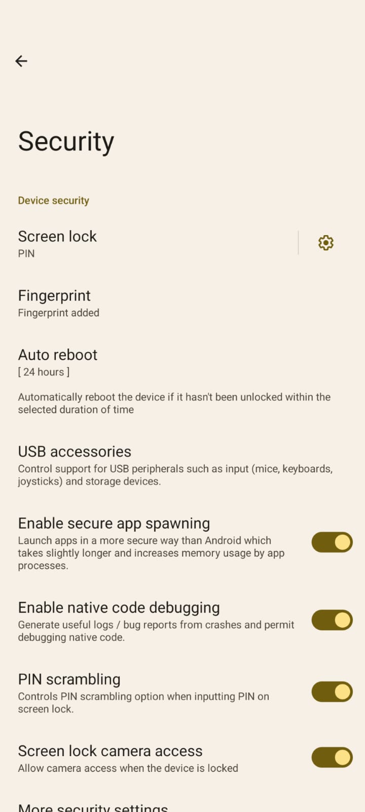 grapheneos auto reboot settings