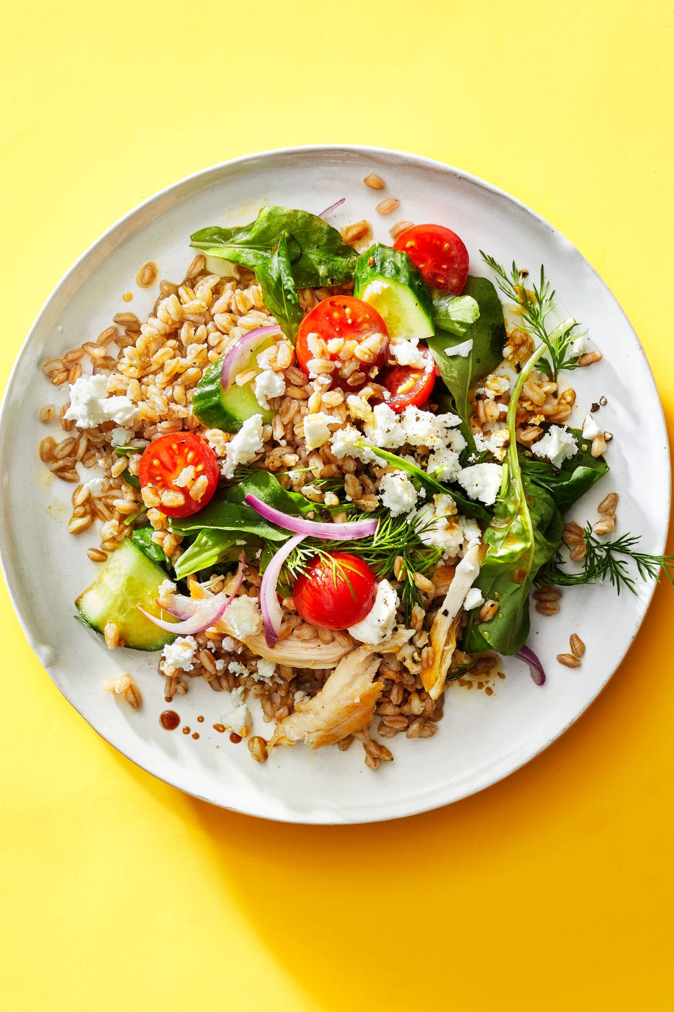 greek chicken and farro salad