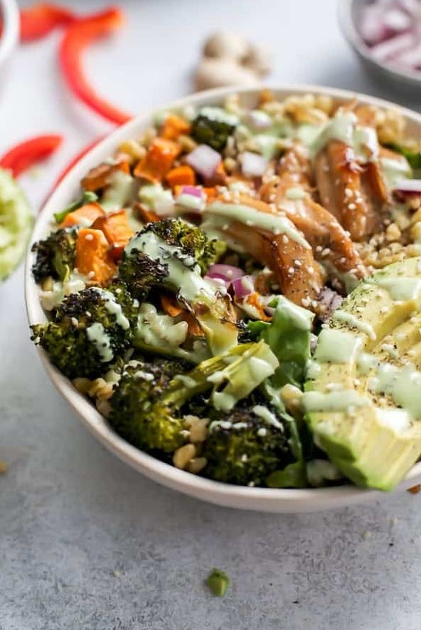 broccoli avocado sauce carrots