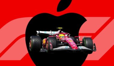 Apple, Lewis Hamilton of Scuderia Ferrari F1 Team seen in action during the Formula 1 British Grand Prix at Silverstone