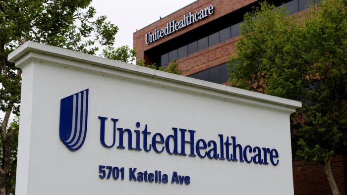 UnitedHealthcare’s logo on a sign outside its office in Cypress, California