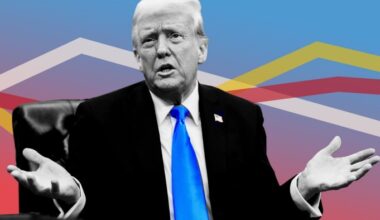 Montage of Donald Trump and some charts