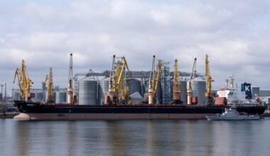 Bulk carrier Argo I is docked at the Olimpex grain terminal of the port of Odesa, Ukraine, on April 10, 2023