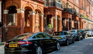 A view of affluent and expensive homes in Knightsbridge London