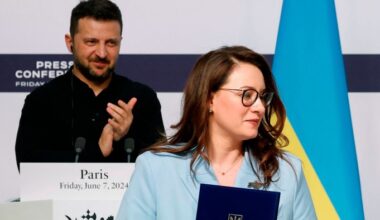 Yulia Svyrydenko and Volodymyr Zelenskyy and
