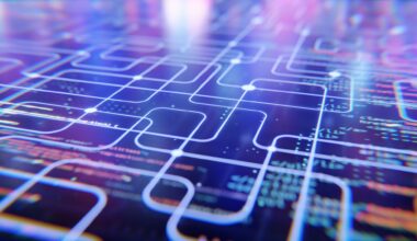 Network, connection concept. Digital background with an abstract lines in style of circuit board and parts of code strings