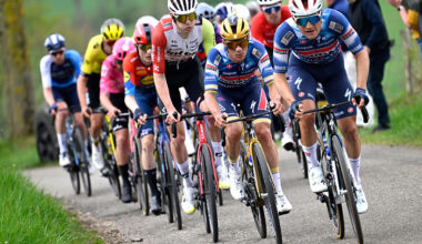 BERG EN TERBLIJT, NETHERLANDS - APRIL 20: Remco Evenepoel of Belgium and Ilan Van Wilder of Belgium and Team Soudal Quick-Step lead in the chase group during the 59th Amstel Gold Race 2025 a 255.9km one day race from Maastricht to Berg en Terblijt / #UCIWT / on April 20, 2025 in Berg en Terblijt, Netherlands. (Photo by Nico Vereecken - Pool/Getty Images)