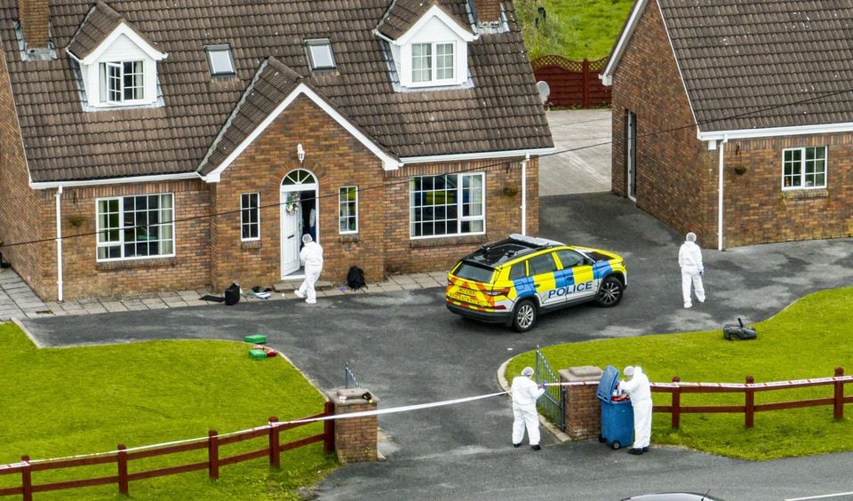 Emergency services at the scene of a shooting incident on Drummeer Road Maguiresbridge in Fermanagh