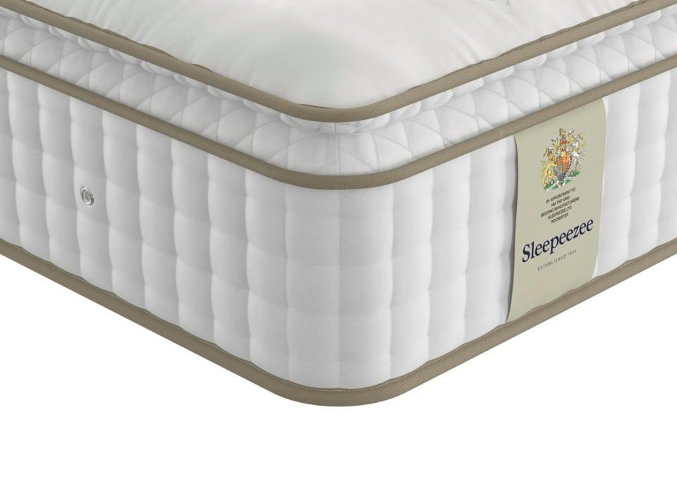 Close-up of a Sleepeezzee mattress corner.