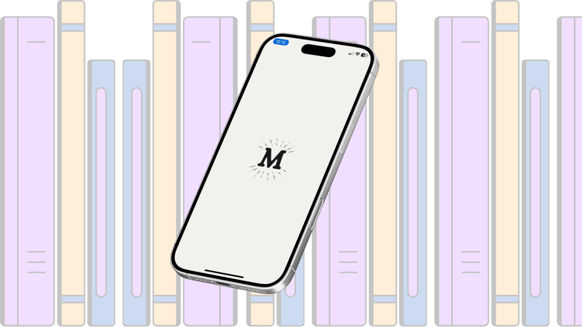 A bookshelf behind a smartphone showing the Margins logo.