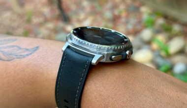 A close-up, diagonal view of the Samsung Galaxy Watch 8 Classic on a woman