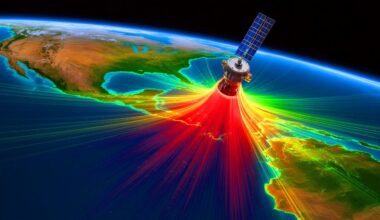 Illustration of the South Atlantic Anomaly's impact on Earth's magnetic field and space technology, generated by artificial intelligence.