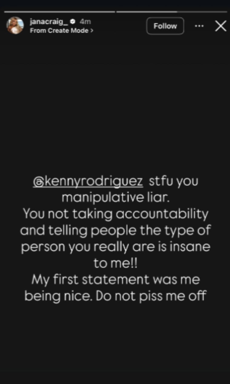 JaNa Criag posted a second statement on her Instagram story after Kenny Rodriguez broke his silence. 