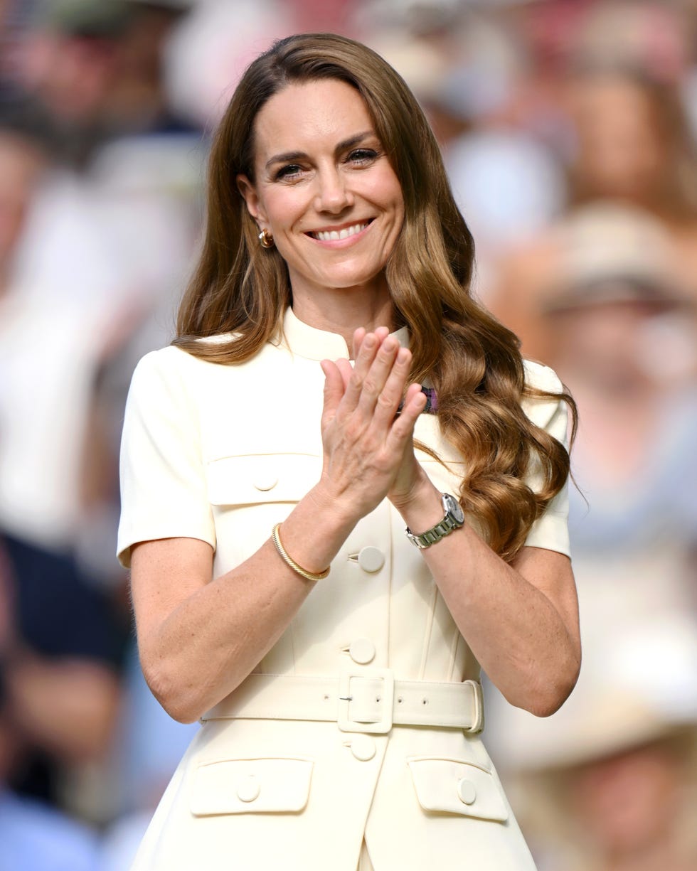 london, england july 12: catherine, princess of wales attends day thirteen of the wimbledon tennis championships at the all england lawn tennis and croquet club at all england lawn tennis and croquet club on july 12, 2025 in london, england. (photo by karwai tang/wireimage)