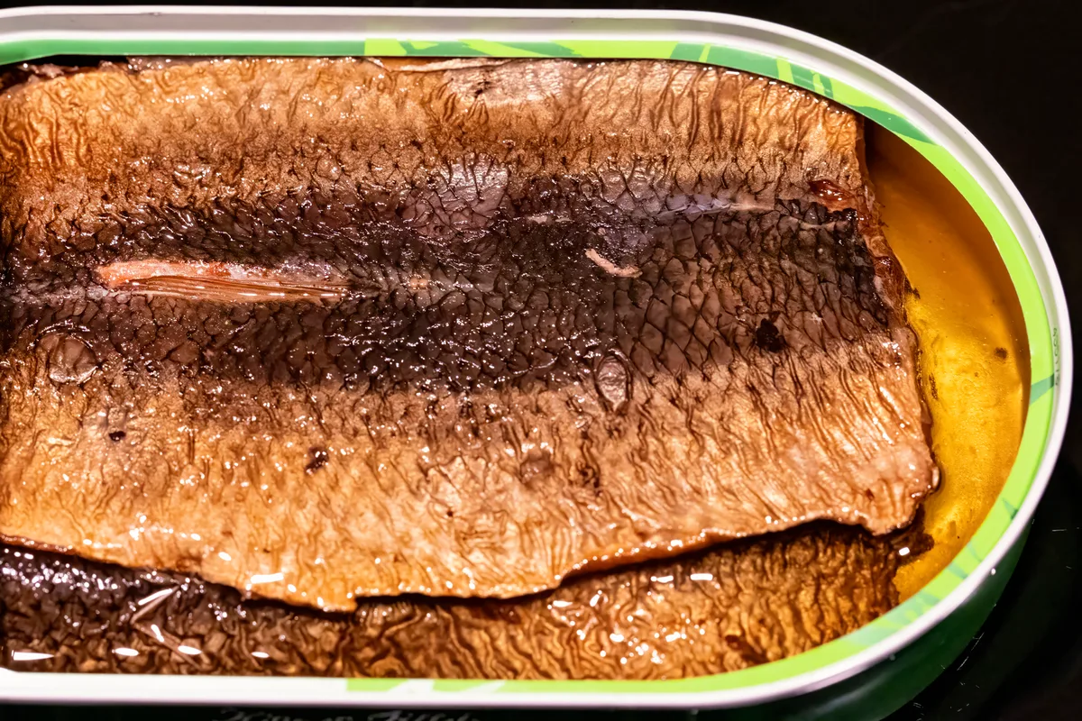 Canned Smoked Herring Fish close-up image