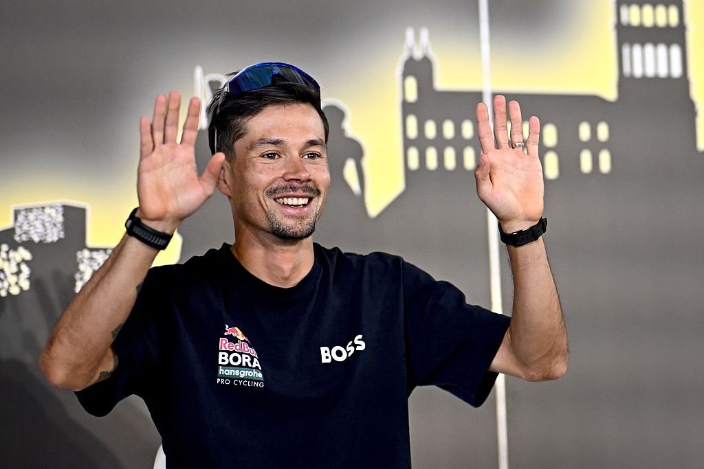 Slovenian Primož Roglič of RedBull-BORA-hansgrohe pictured during a press conference of the headliners of the Tour de France 2025 cycling race, Thursday 03 July 2025, in Lille, France. The 112th edition of the Tour de France starts on Saturday 5 July in Lille, France, and will finish in Paris, France on the 27th of July. BELGA PHOTO JASPER JACOBS (Photo by JASPER JACOBS / BELGA MAG / Belga via AFP) (Photo by JASPER JACOBS/BELGA MAG/AFP via Getty Images)