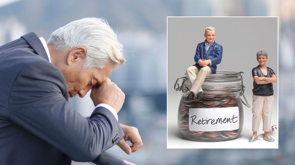 Man worried and retirement pot