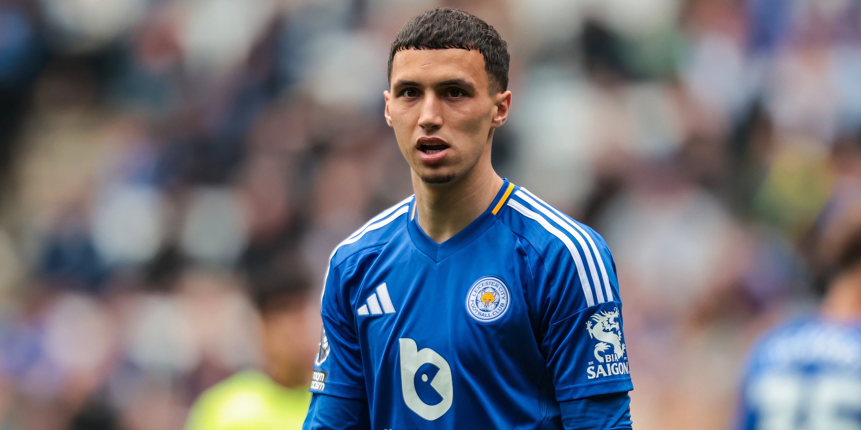 Bilal El Khannouss in action for Leicester City