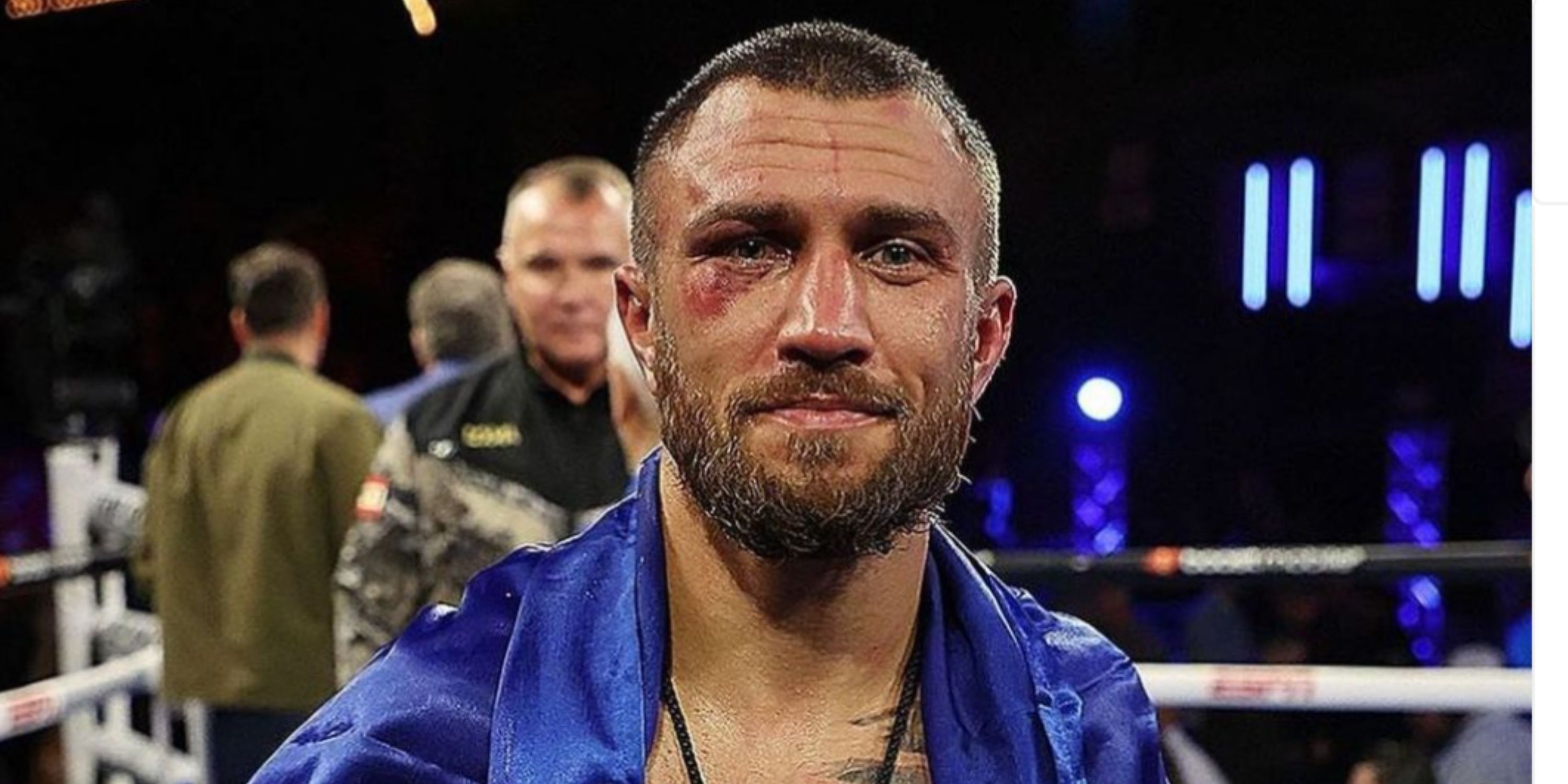 Vasiliy Lomachenko celebrating