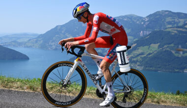 STOCKHUTTE, SWITZERLAND - JUNE 22: Aleksandr Vlasov of Russia and Team Red Bull - BORA - hansgrohe - Red Mountain Jersey competes during the 88th Tour de Suisse 2025, Stage 8 a 10km individual time trial stage from Beckenried to Stockhutte 1268m / #UCIWT / on June 22, 2025 in Stockhutte, Switzerland. (Photo by Tim de Waele/Getty Images)