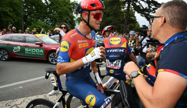 LILLE, FRANCE - JULY 05: Jonathan Milan of Italy and Team Lidl - Trek reacts after the 112th Tour de France 2025, Stage 1 a 184.9km stage from Lille to Lille / #UCIWT / on July 05, 2025 in Lille, France. (Photo by Dario Belingheri/Getty Images)