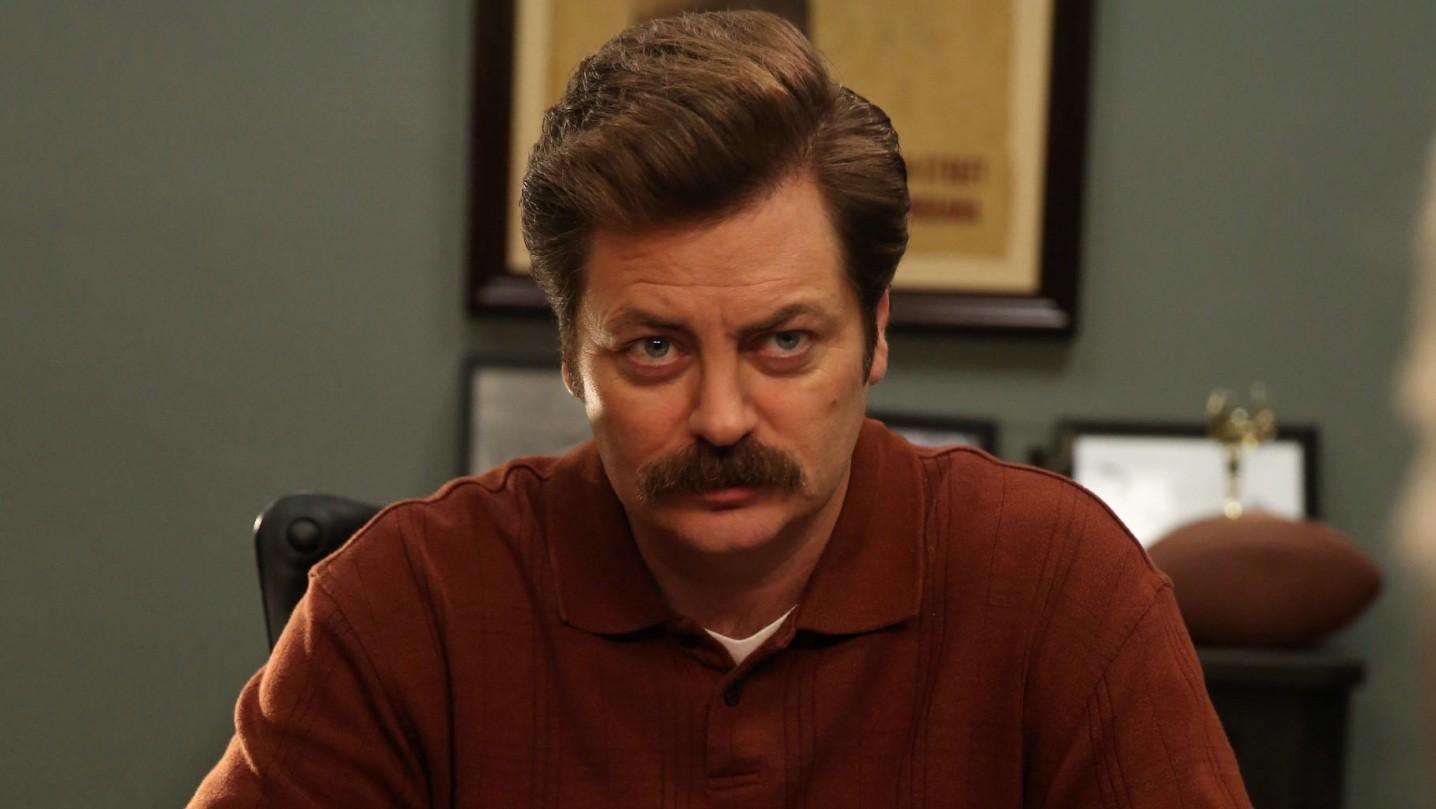 Offerman, who played the gruff, manly, mustachioed Ron Swanson on the show Parks and Recreation. It has often been suggested online that the character may have been a Trump supporter