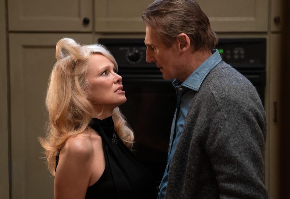 Liam Neeson and Pamela Anderson in a scene from The Naked Gun.