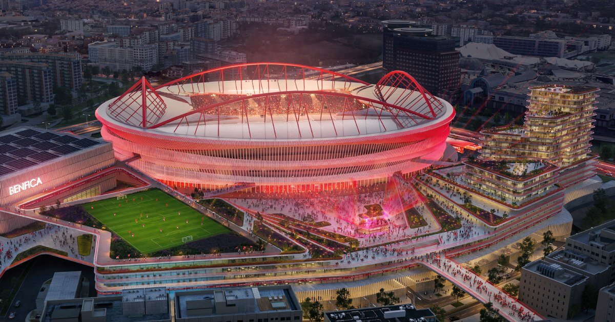 populous revamps lisbon's benfica stadium with urban masterplan