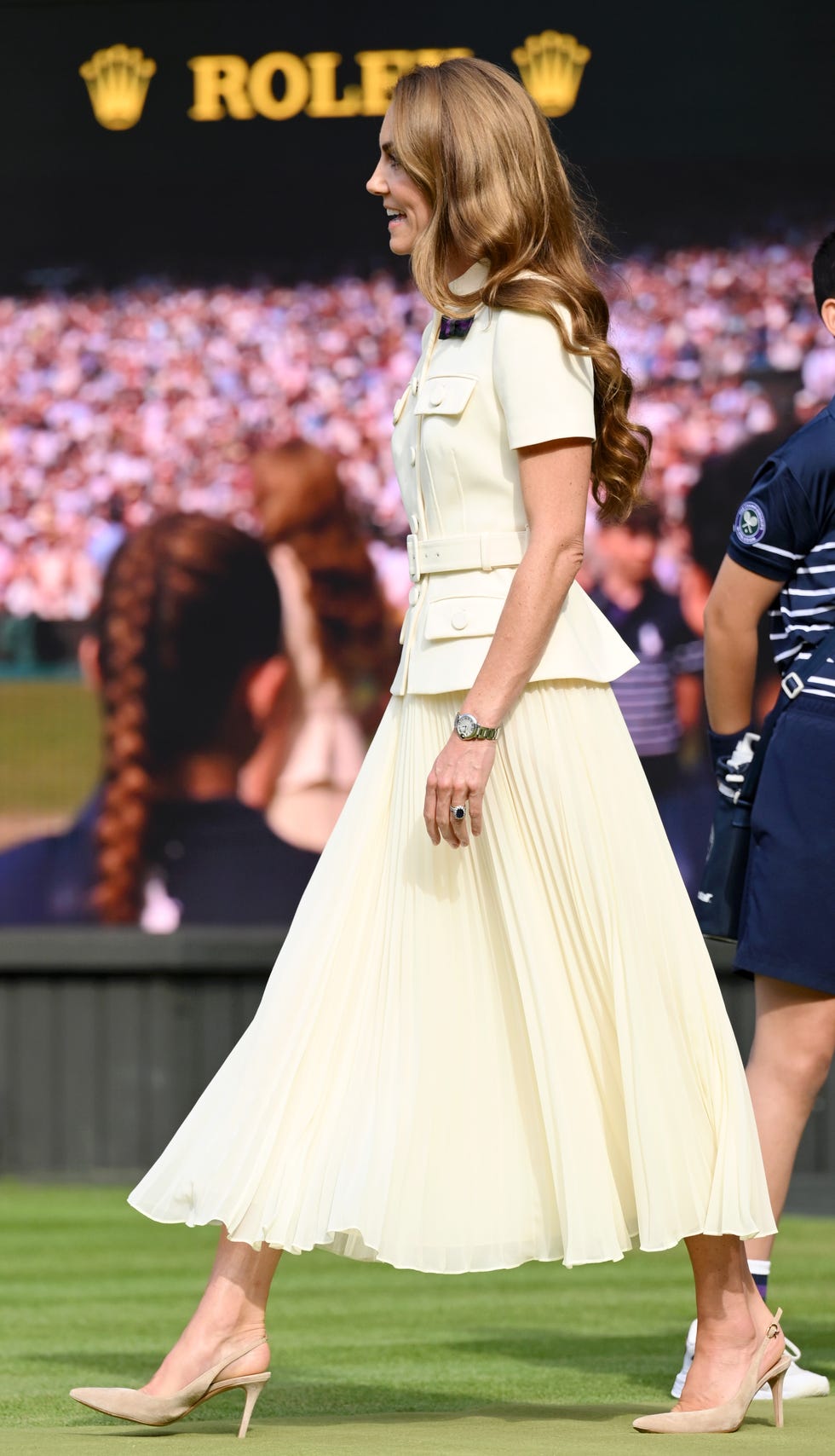 london, england july 12: catherine, princess of wales attends day thirteen of the wimbledon tennis championships at the all england lawn tennis and croquet club at all england lawn tennis and croquet club on july 12, 2025 in london, england. (photo by karwai tang/wireimage)