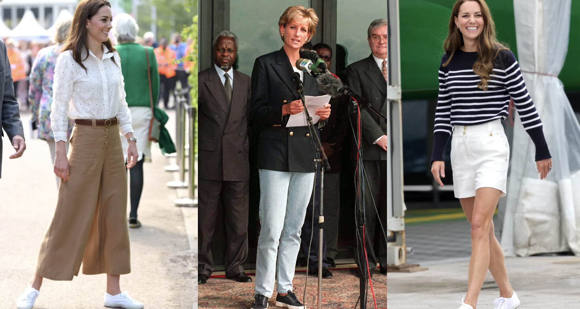Kate Middleton and Princess diana wearing Superga sneakers