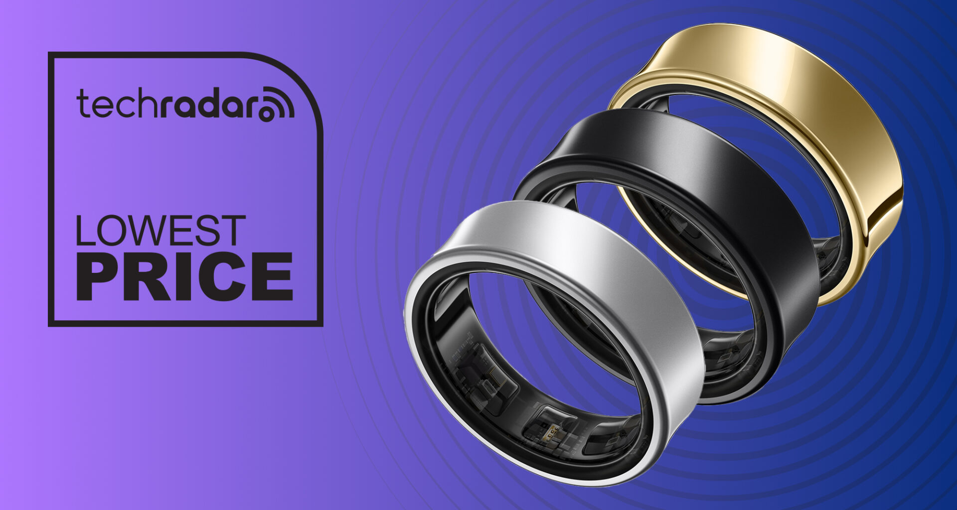 The Samsung Galaxy Ring on a purple background