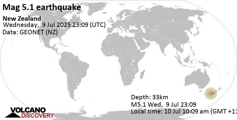 5.1 quake New Zealand Jul 10, 2025 10:09 am (GMT +11)