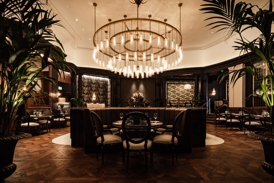 Interior of the Queens Hotel restaurant in Leeds.