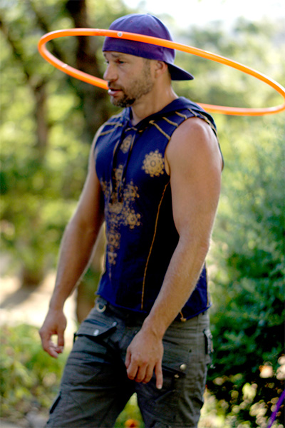 Reger hula hooping around his head