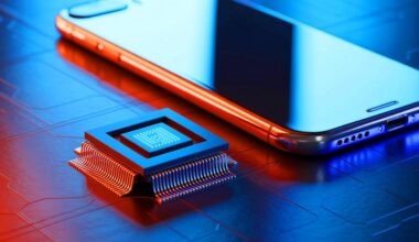 Illustration of a miniature spectrometer developed by North Carolina State University, highlighting its integration potential into smartphones, generated by artificial intelligence.