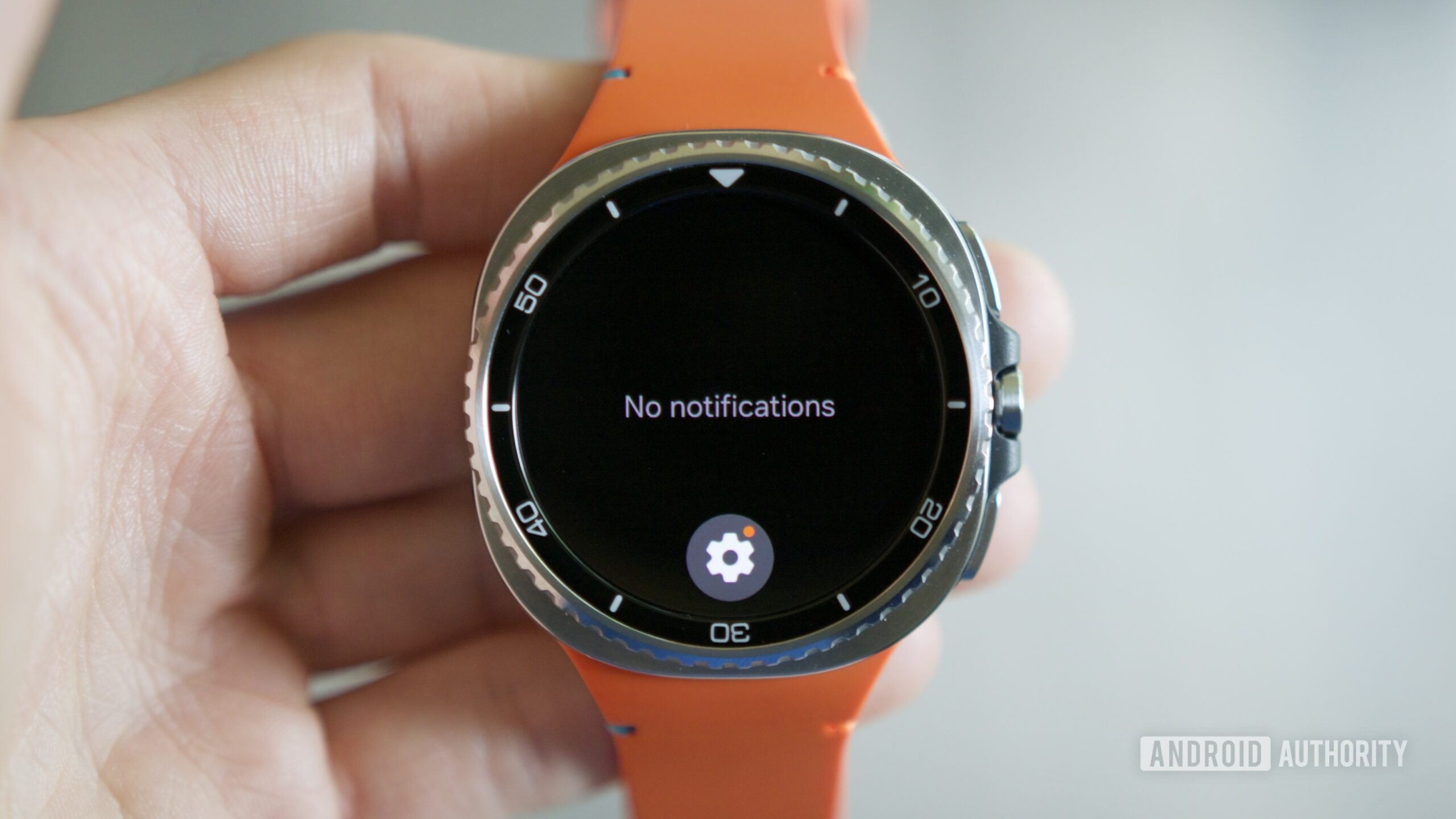 A message showing "No notifications" on the Samsung Galaxy Watch 8 Classic.